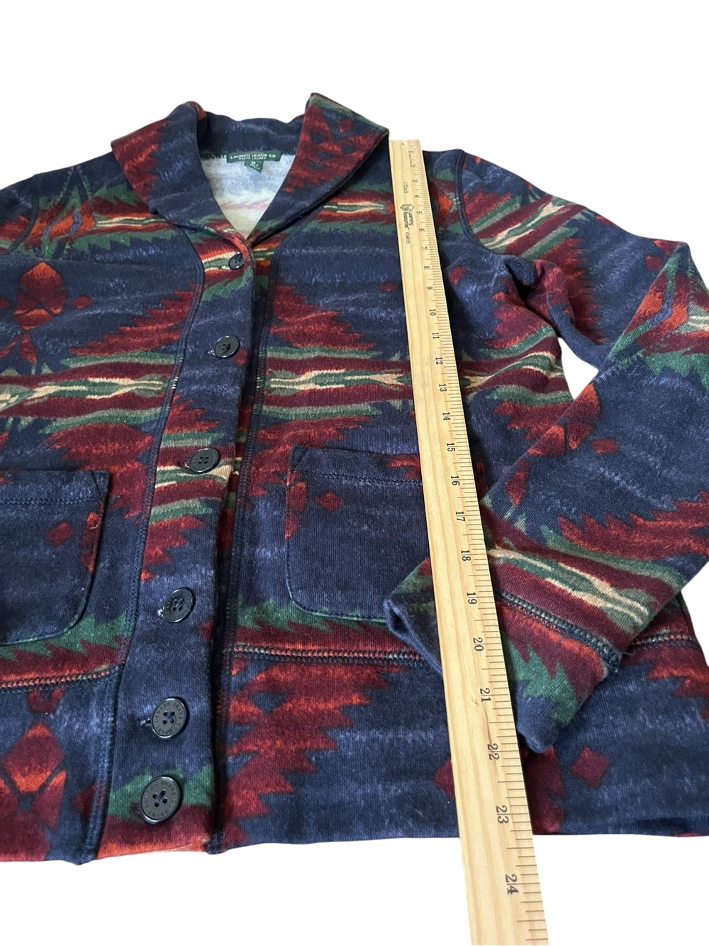 Lauren Ralph Lauren Aztec Southwestern Cardigan Sweater Jacket Size Medium - Picture 8 of 11
